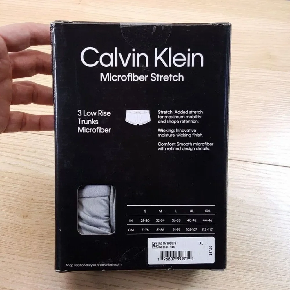 CALVIN KLEIN Boxer Brief Mens XL Black Grey 3-Pack Microfiber Low Rise Trunk